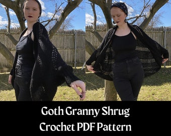 Gothique grand-mère haussement d'épaules PDF Patron au crochet | Motif au crochet gothique | Patron PDF | Patron au crochet sur mesure