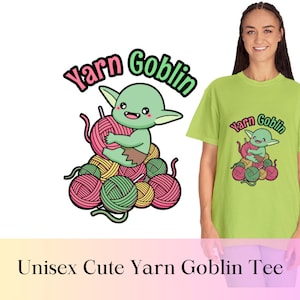 Unisex Cute Yarn Goblin T-shirt | Crochet Shirt | Knitting Shirt | Funny Fiber Arts Shirt
