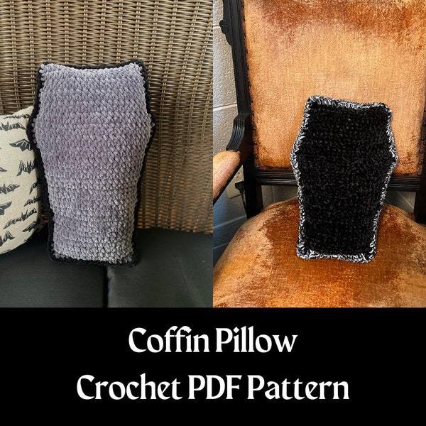 Coffin Pillow Crochet Pattern PDF | Halloween Crochet Pattern | Goth Crochet Pattern | PDF Pattern | Beginner Friendly