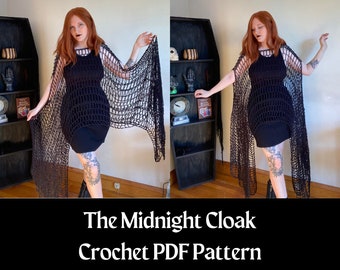 The Midnight Cloak PDF Crochet Pattern | Goth Crochet Pattern | PDF Pattern | Made to Measure Crochet Pattern | Mesh Crochet