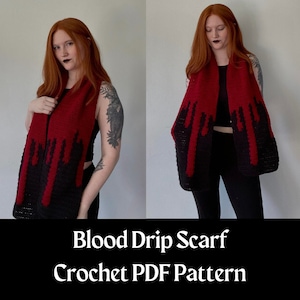 Blood Drip Scarf PDF Crochet Pattern | Goth Crochet Pattern | PDF Pattern | Halloween Crochet