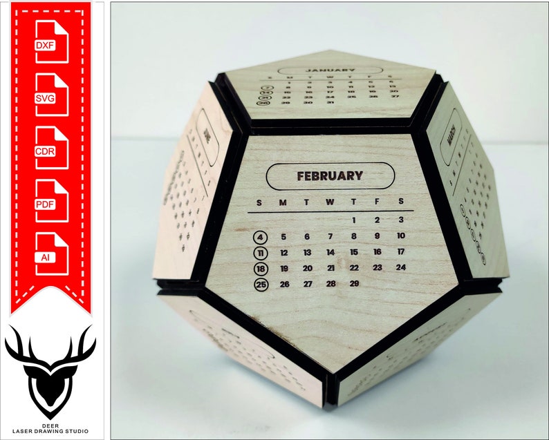 Geometric Shaped Wooden Desk Calendar 2024 Etsy