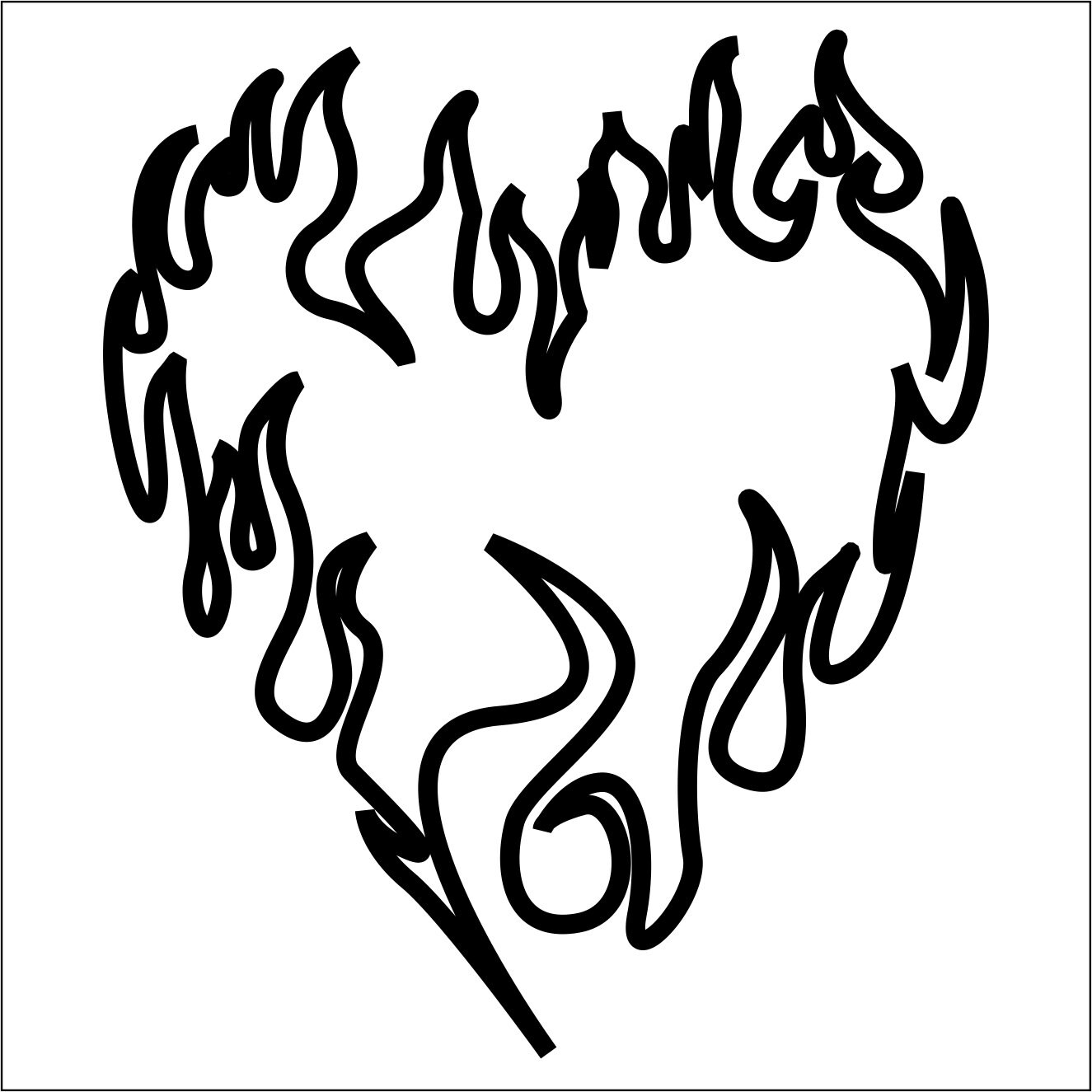 Flaming Heart Symbol Digital - Etsy
