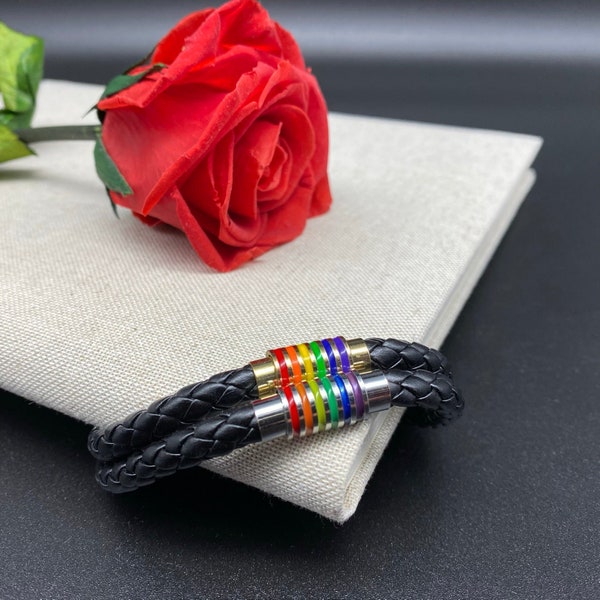 Pride Leder-Armband | Gay/Lesbian, LGBTQ, Homosexuell, Rainbow, Regenbogen