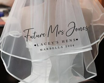 Personalised Future Mrs Hen Party Veil, Hen Do Veil, Wedding Bride To Be Veil, Hen Do Sash, Bride To Be Sash, Future Mrs Veil and Sash