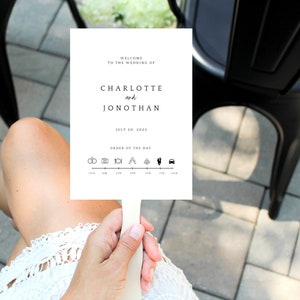 Minimal Design Wedding Fan Programmes, Modern Wedding Paddle Programme, Order Of Service, Wedding Welcome Fan, Custom Text Wedding - Callie