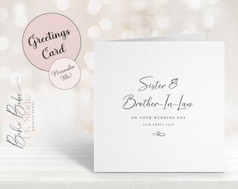 Sister and Brother-In-Law Personalised Wedding Greetings Card, Card For Sister and Brother In Law On Their Wedding Day, Wedding Wishes