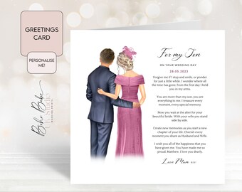 To My Son On Your Wedding Day Card From Mum, Personalised Wedding Keepsake Card, On My Son's Wedding Day Card, Wedding Poem Card