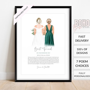 Personalised Gift for Bride, Poem for Bride from Bridesmaids/Maid of Honour, Gift to Bride on Morning of Wedding, Best Friend Wedding Card