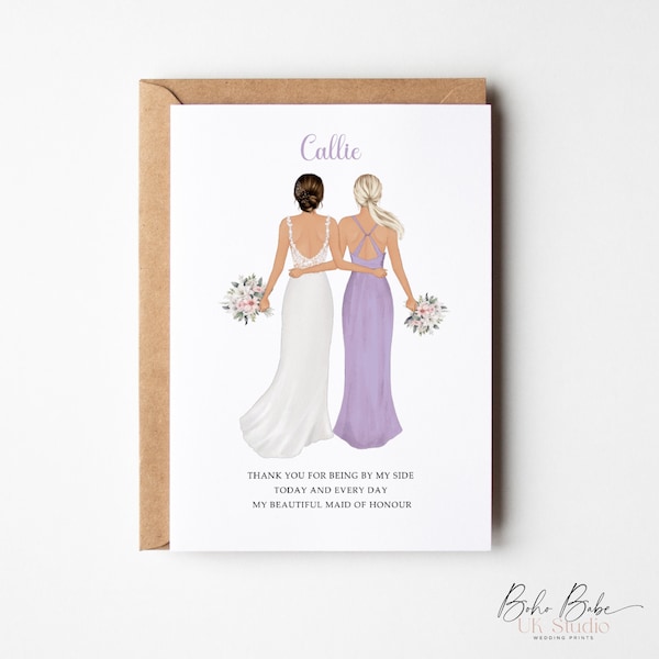 Thank You For Being My Bridesmaid Card, Thank You For Being My Maid Of Honour Card, Bridesmaid Gift, Bridesmaid Personalised Thank You Card