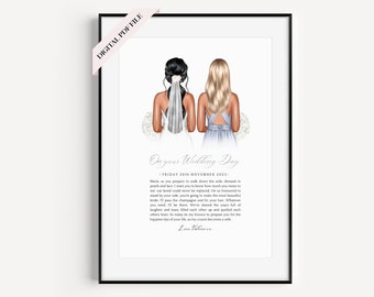 Print At Home Wedding Poem For A Bride On Her Wedding Day From Bridesmaid or Maid of Honor, Digital PDF File Bride and Bridesmaid Poem