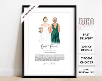 Personalised Gift for Bride, Poem for Bride from Bridesmaids/Maid of Honour, Gift to Bride on Morning of Wedding, Best Friend Wedding Card