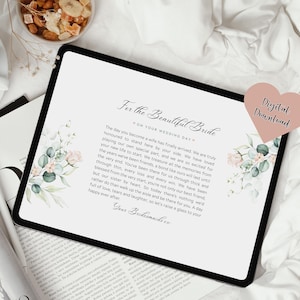Druckbares Gedicht für die Braut von ihren Brautjungfern am Tag ihrer Hochzeit, druckbare PDF-Gedicht-Andenken, sofortiger Download, Geschenk für die Braut