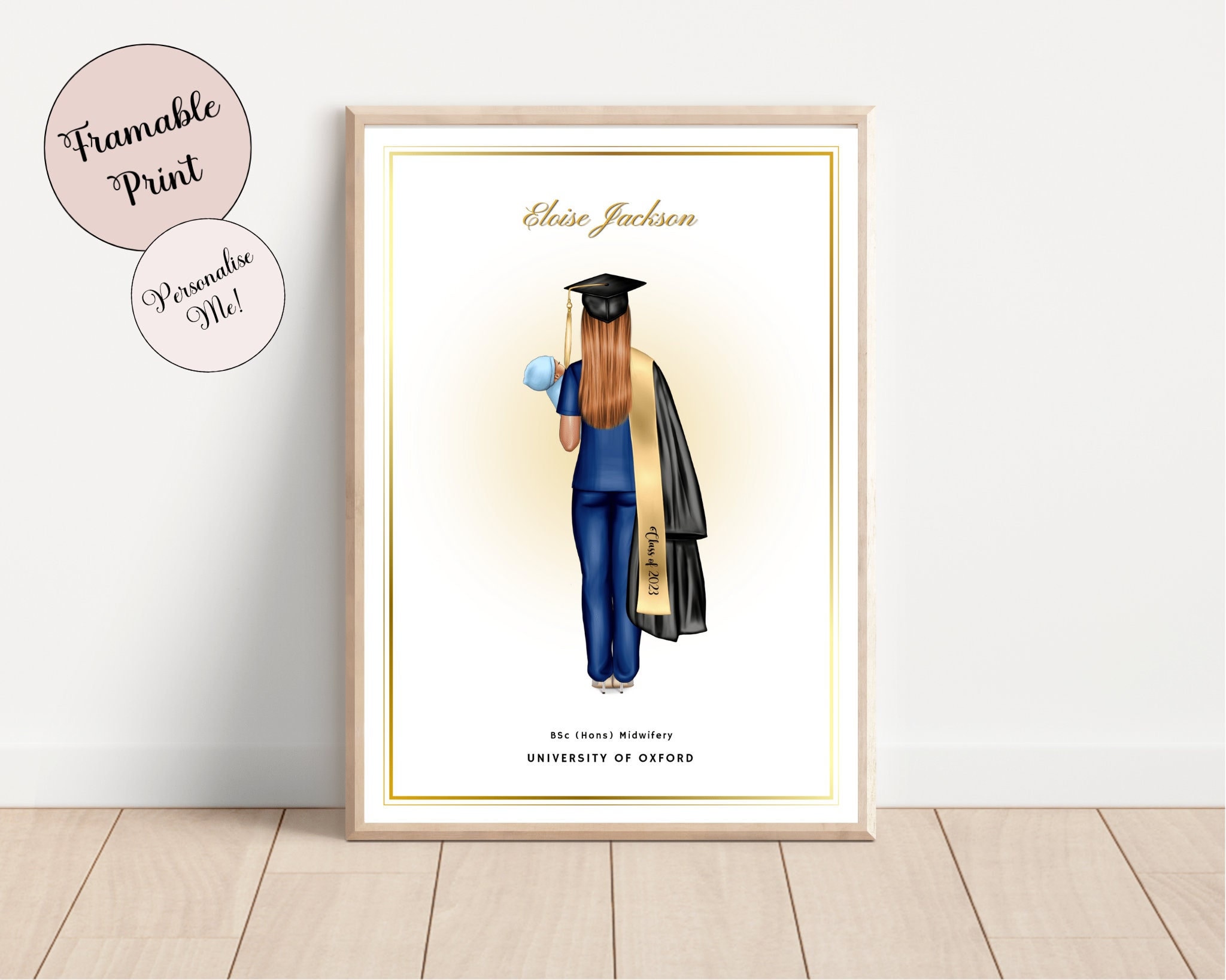 Personalised Midwife Framable Print Midwifery Graduation picture