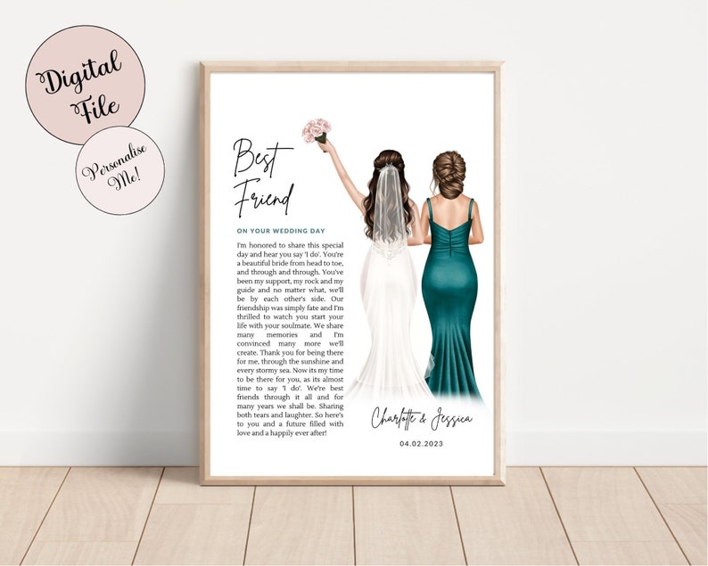 Best Friend Bride Wedding Poem Digital Print Gifts for Bride Etsy