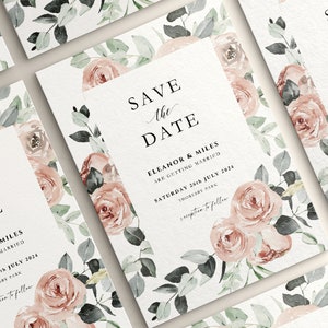 Dusky Roses Save the Date Wedding Cards, Classic Wedding Postcards, Personalised Modern Save the Dates, Wedding Announcement, Save Our Date