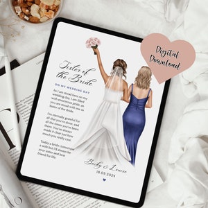 Archivo PDF digital Hermana de la novia poema de boda, regalo personalizado para la hermana de la novia, regalo de boda imprimible, descarga digital