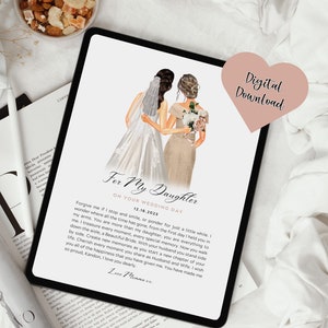 Impressão de casamento em arquivo PDF digital para minha filha no dia do casamento, presente de casamento para filha da mãe, presente de casamento para impressão, personalizado