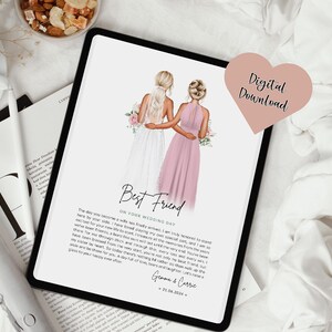 Hochzeitsgedicht für die beste Freundin am Hochzeitstag von der Brautjungfer oder Trauzeugin, digitale PDF-Datei Braut und Brautjungfer Gedicht