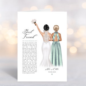 Personalised Greetings Card For Bride, Unique Poem from Bridesmaids, Card For Best Friend On Her Wedding Day, Bride and Bridesmaid Plus Size