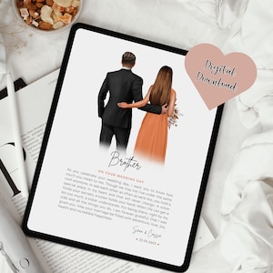 Bruder Hochzeitsgeschenk, personalisiertes digitales Geschenk für Bruder am Tag seiner Hochzeit, digitale Datei JPEG, PDF, zum Selbstausdrucken Hochzeitsdesign