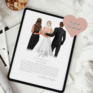 Pour notre soeur le jour de son mariage fichier PDF Impression de mariage, cadeau de mariage d'un frère et d'une soeur, impression personnalisée pour frères et sœurs, impression à la maison