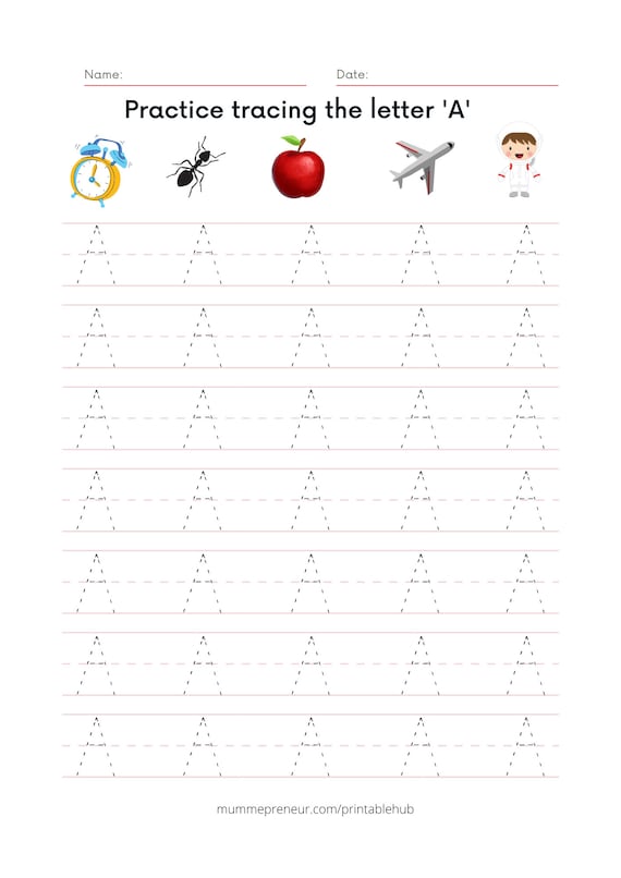 Letter worksheets for tracing and writing