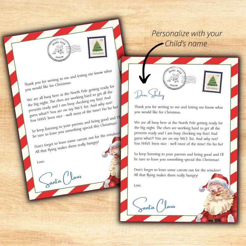 Editable Personalized Letter From Santa, Christmas Santa Letter ...