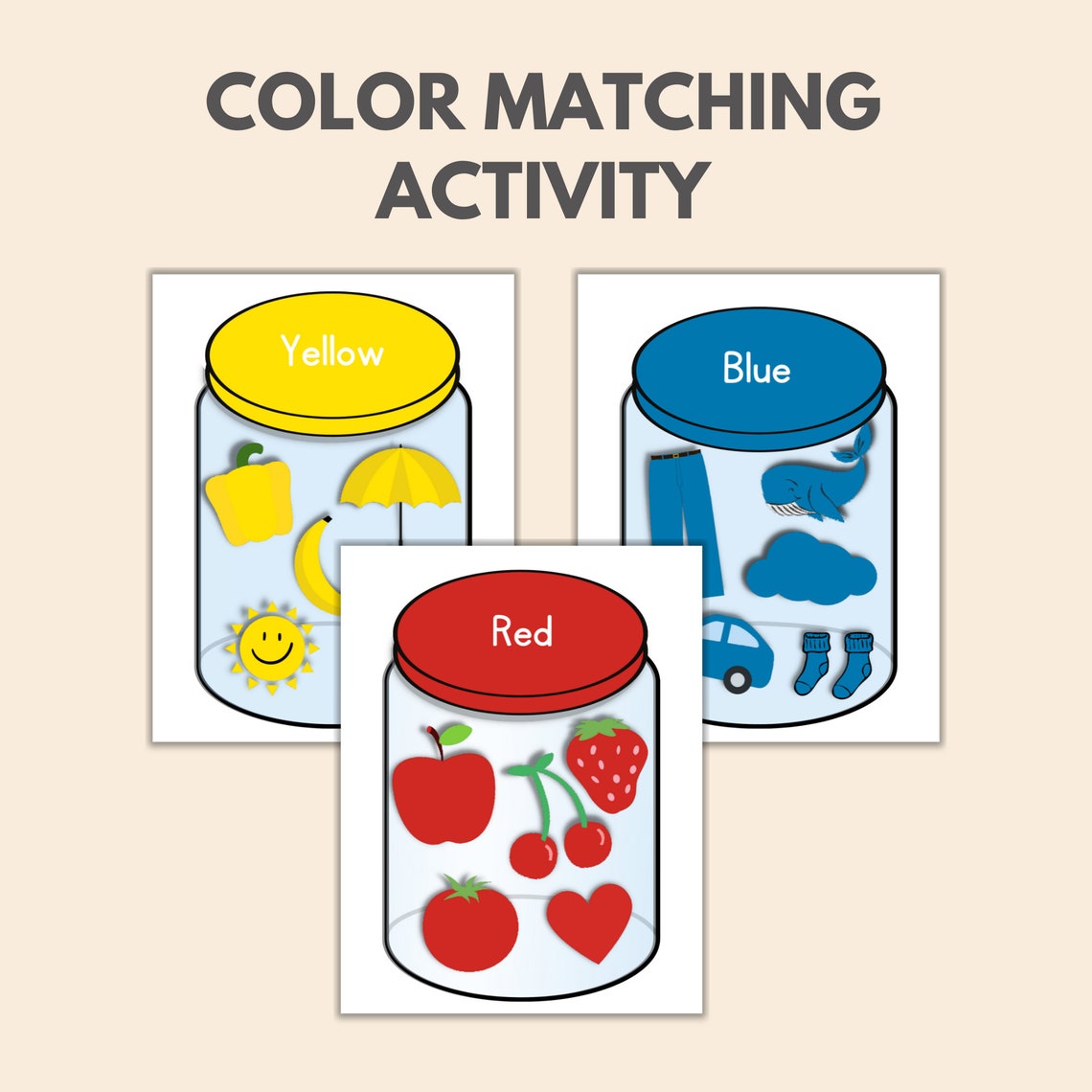 Color Matching Color Sorting Color Activity Learning Etsy