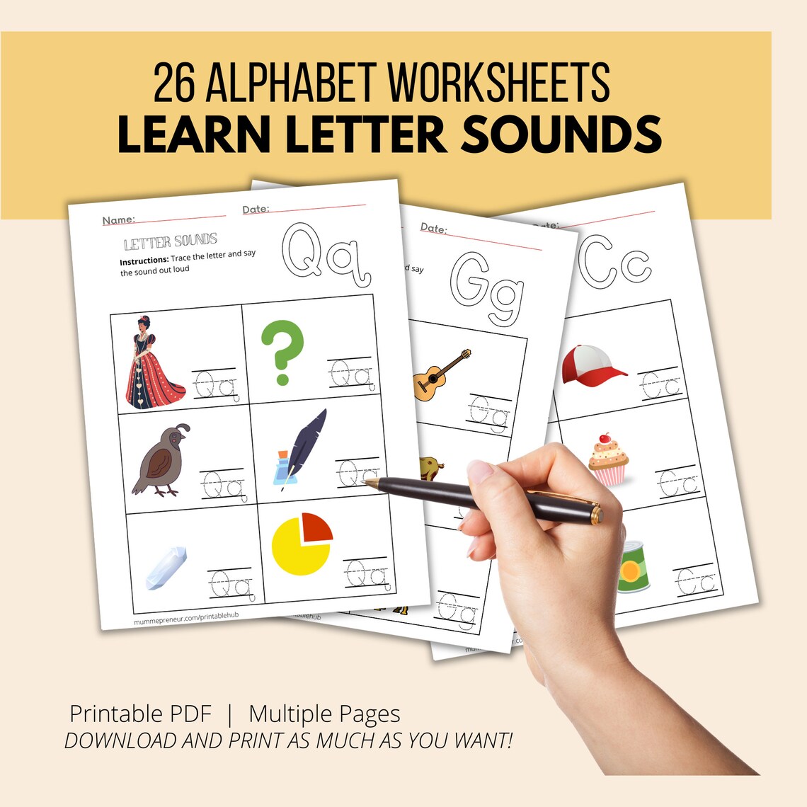 26 Printable Alphabet Letter Sounds Worksheets. - Etsy