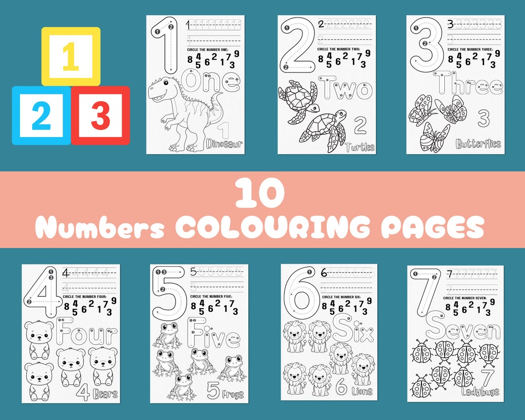 10 Numbers Colouring Pages, Number Prints, Number Tracing, Number ...