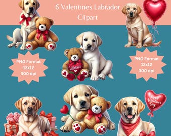 Valentine's Yellow Labrador Clipart Bundle (Digital Download)