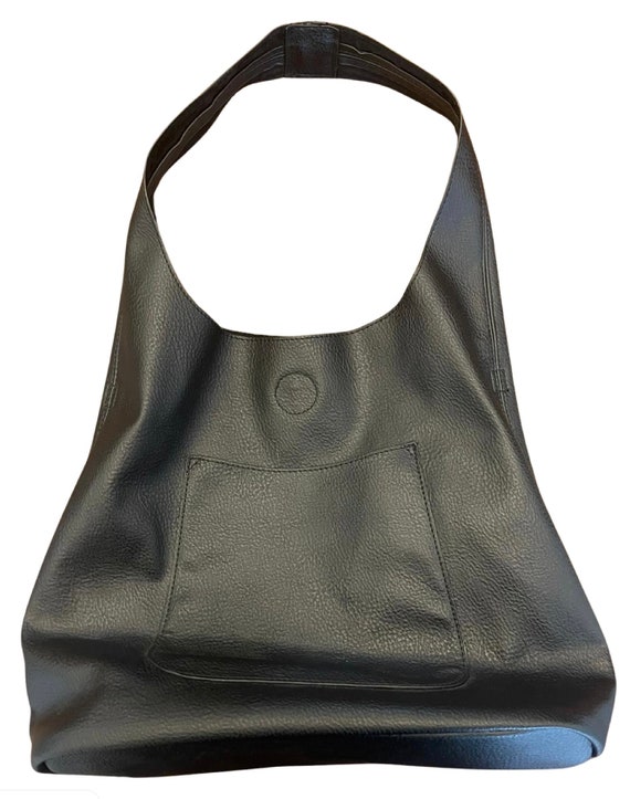 Black Leather Shoulder Tote Bag