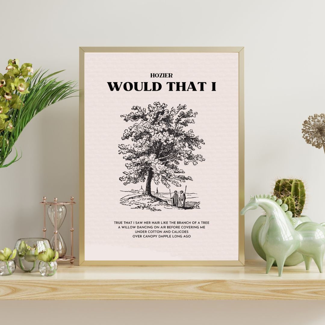 Hozier Digital Print, Hozier Would That I Lyrics, Hozier Lyrics Print