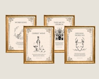 Hozier Set of 4 Posters,Hozier Digital Print,Hozier Lyrics, Work Song, Take Me To Church, Like Real People Do, Cherry Wine, Digital Print