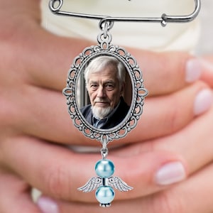 Wedding Bouquet Charm with Angel Wings Wedding Memorial with Angel Wings Wedding Bouquet Memorial Bride Bouquet Memorial Photo Charm