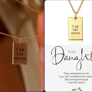 I Am the Storm Pendant - Self care gift. Layering Necklace - Rose Gold - Perfect Gift for Daughter, Empowering and Meaningful Jewelry