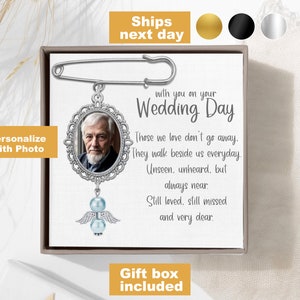 Wedding Bouquet Charm with Angel Wings Wedding Memorial with Angel Wings Wedding Bouquet Memorial Bride Bouquet Memorial Photo Charm