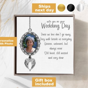 Wedding Bouquet Charm with Angel Wings Wedding Memorial with Angel Wings Wedding Bouquet Memorial Bride Bouquet Memorial Photo Charm