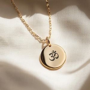 Om Necklace - Yoga Jewelry - Gold Plated Om Charm - Meditation Necklace - Gift for Her - Yoga Lover Gift - Gold Plated Om Pendant Aum Charm