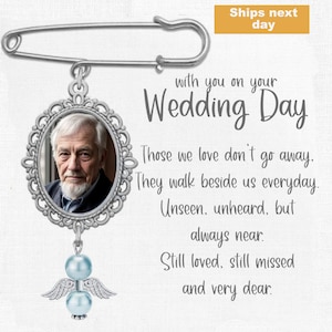 Wedding Bouquet Charm with Angel Wings Wedding Memorial with Angel Wings Wedding Bouquet Memorial Bride Bouquet Memorial Photo Charm