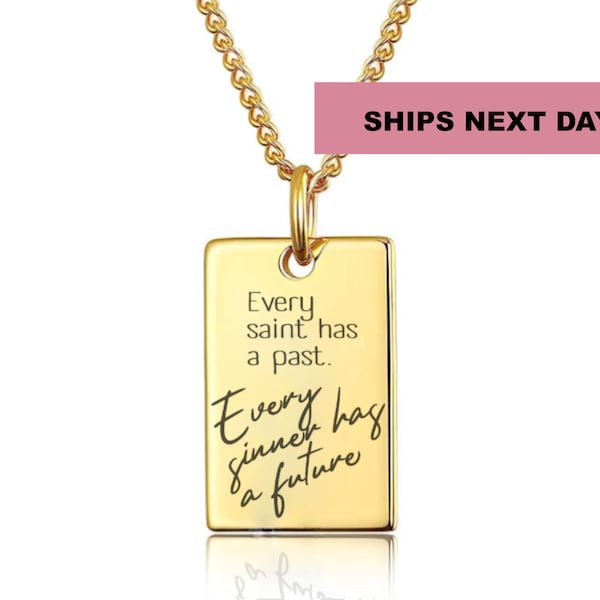 Self Care Gift Every Saint Has A Past Every Sinner Has A Future Dainty Necklace Religious Christian Gift Layering Necklace
