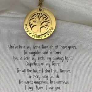 Personalized Tree of Life Necklace: Stainless Steel Mom Gift