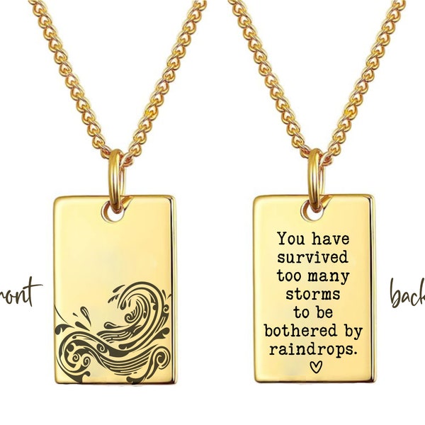 Inspirational Stainless Steel Necklace: Resilient Spirit, Self Care Gift