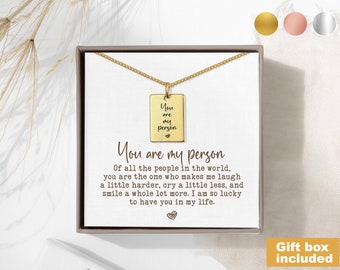 You are my person Necklace You are my person Card Gift for Best Friend Gift for Sister Unbiological Sister Personalized Gift for Her