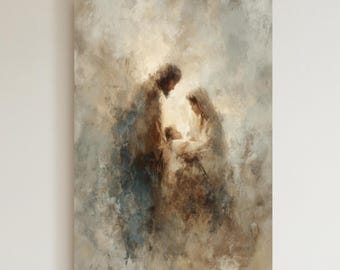 Nativity Scene Canvas Print: Modern Christian Wall Art