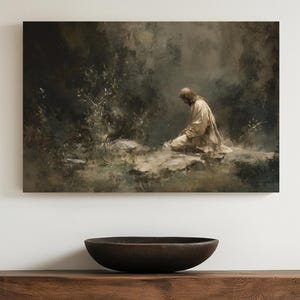 Jesus Praying in the Garden of Gethsemane Painting Modern Christian Art Jesus Wall Art Print Catholic Art Print Jesus Christian Wall Decor