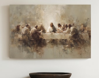 Modern Last Supper Wall Art: Large Christian Wall Art, Christian Gift, Jesus Canvas