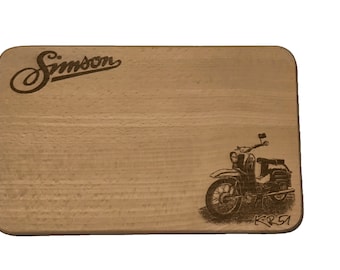 Beechwood board - Simson S51 S50 Schwalbe Wartburg Trabant Vintage car board - engraved - Christmas gifts - Birthday