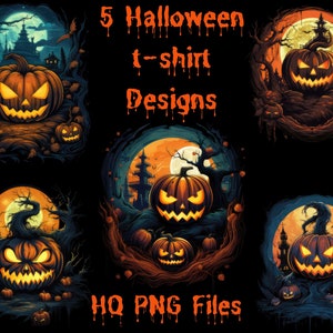 5 High-Quality PNG images, Halloween, Clipart, Spooky, Creepy, Scary, Horror, Pumpkin, Digital Download